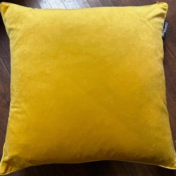 Celebrity Home Luxury Down Filled Yellow Chevron Velvet Pillow - Picture 4 of 5
